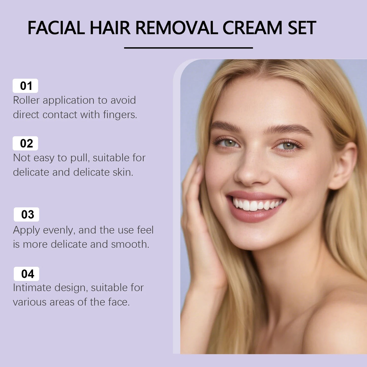 Facial Hair Removal Cream Set – Gentle & Moisturizing for Women