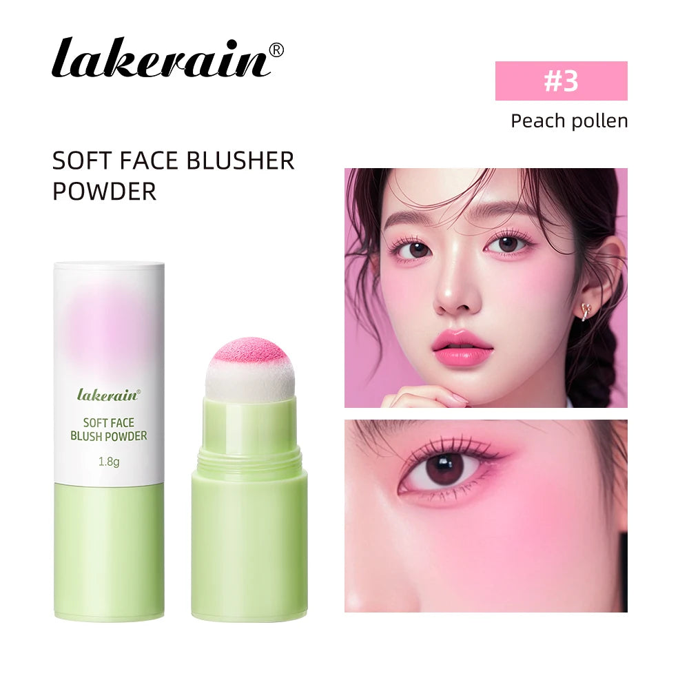 Soft Fog Blush Stick Face Blusher Patting Powder Blusher for Cheeks Cute Korean Style Waterproof Blush Sponge Brush Head 3Colors Peaceful Pleasures Health and Wellness 03