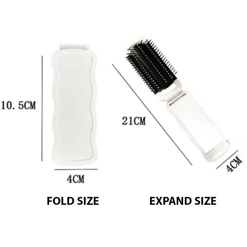 2-in-1 Foldable Comb with Mirror | Travel Scalp Massage Comb