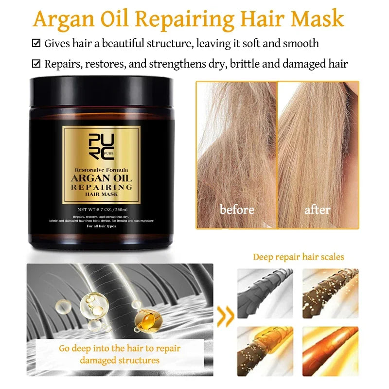 PURC Morocco Argan Oil Hair Care Kit – Shampoo, Mask & Serum