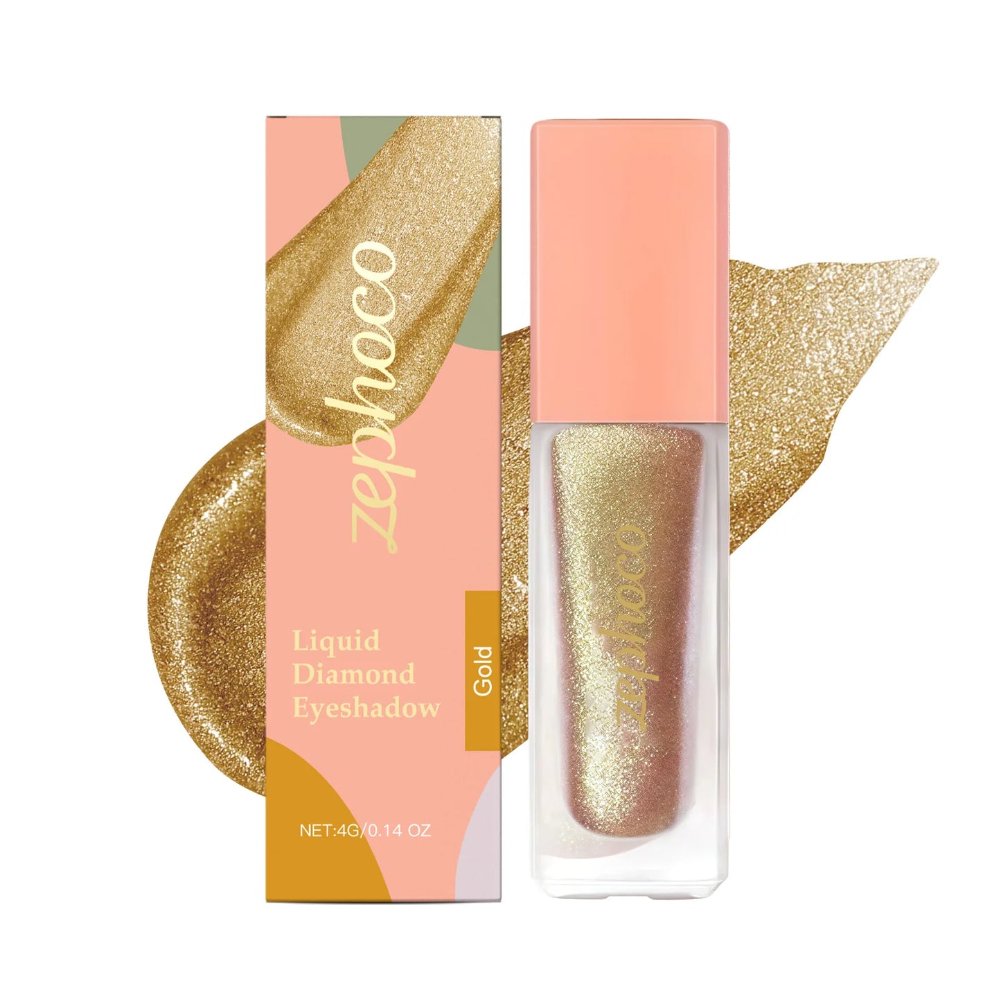 Diamond Shimmer Eyeshadow Apricot | Pearl Glitter Eye Makeup