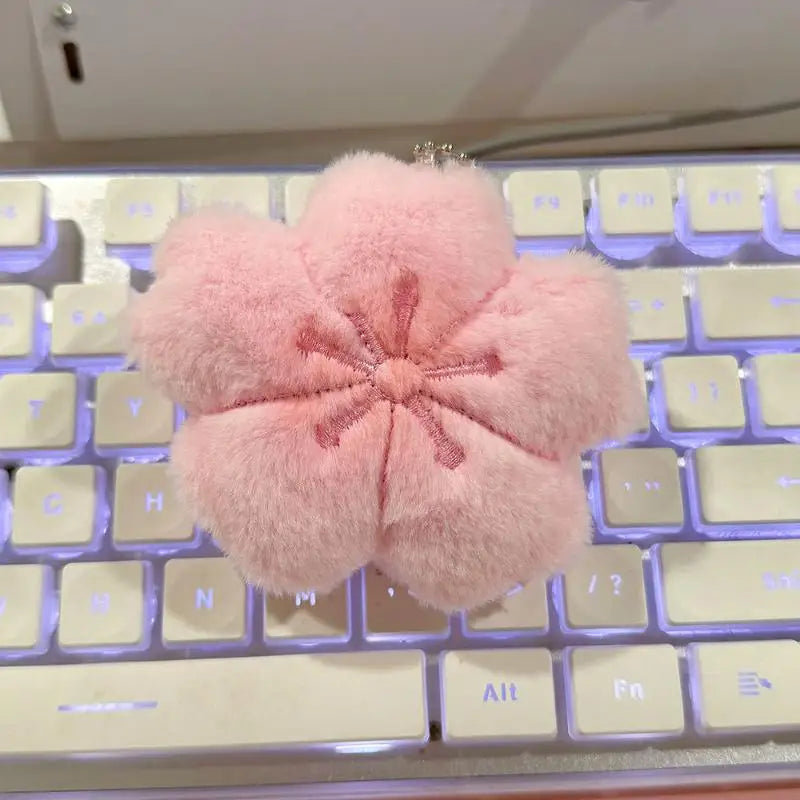 Cherry Blossom Kawaii Plush Keychain | Cute Bag Charm Pendant
