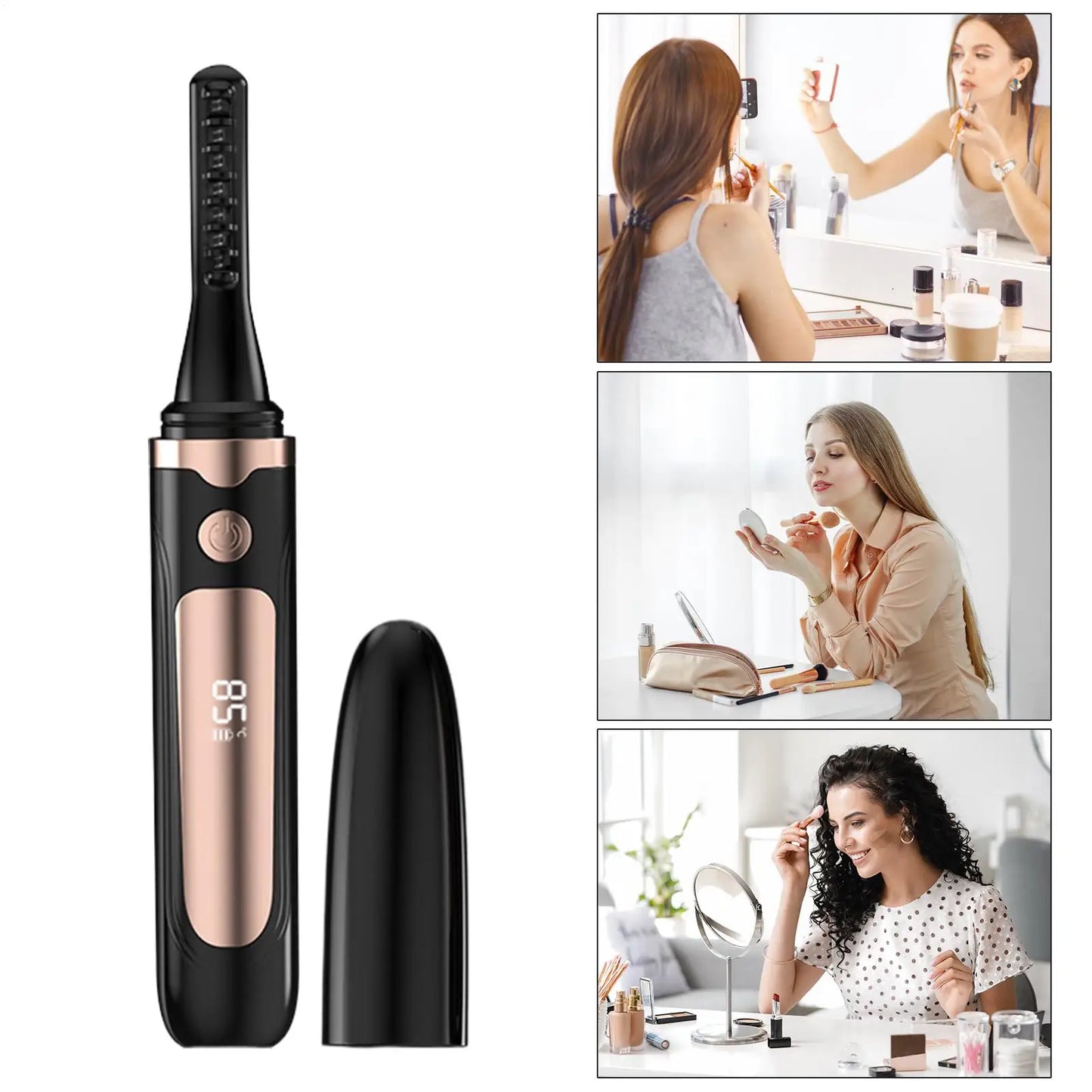 Heated Eyelash Curler – LED Display & 4 Heat Levels | USB