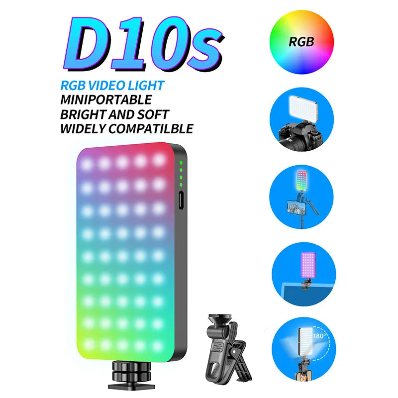 Mobile Phone Full-color RGB Fill Light Mobile Led Light Selfie Led Light Video Shooting Light Led Light Photography Video Light Peaceful Pleasures Health and Wellness D10S for RGB China Mainland