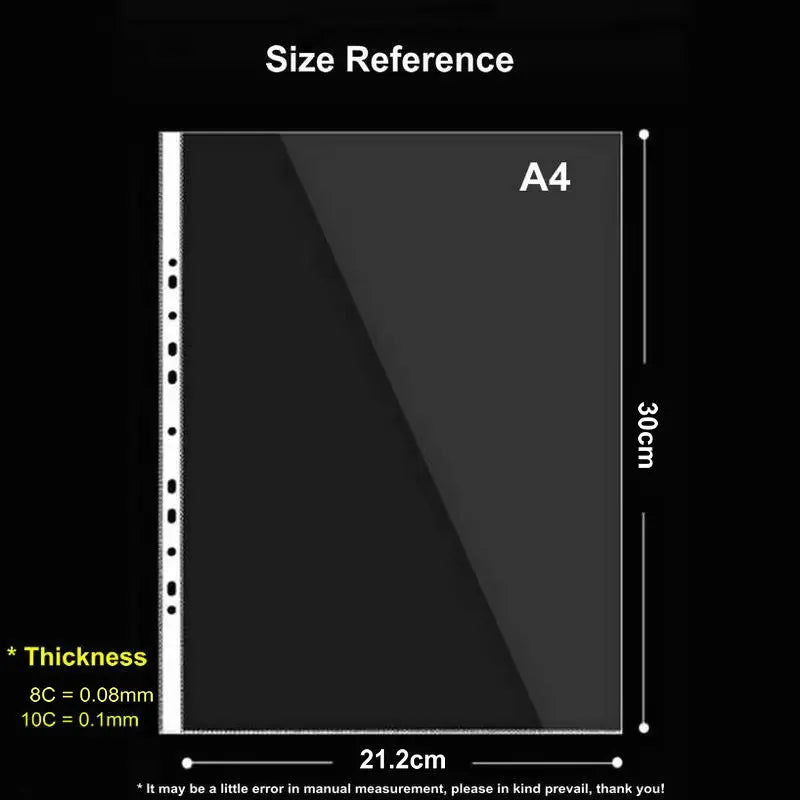 HD Transparent A4 Binder Sleeves 11-holes Sheet Protector Plastic