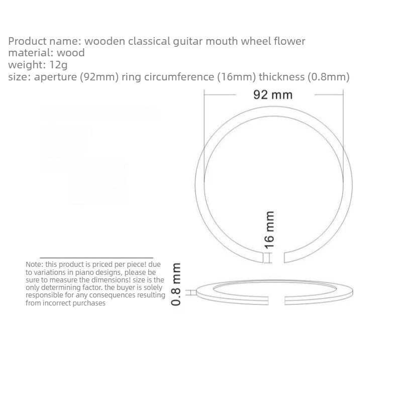 Basswood Classical Guitar Mouth Wheel Flower Inner Diameter Wood