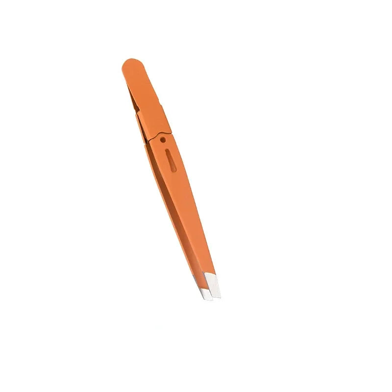 Eyebrow Tweezer Colorful Hair Beauty Fine Hairs Puller Stainless Steel Slanted Eye Brow Clips Removal Makeup Tools Peaceful Pleasures Health and Wellness Orange