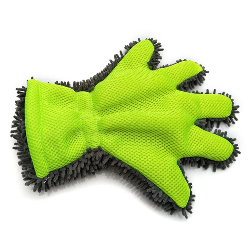 Premium 5-Finger Car Washing Gloves - Soft Microfiber Mitts for Effective Cleaning & Drying of Cars & Motorcycles Cleaning Peaceful Pleasures Health and Wellness 1pc green