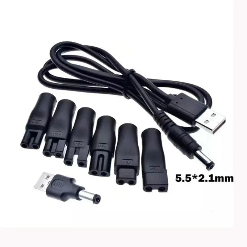8-Piece Universal 5V USB Charger Set for Clippers & Trimmers