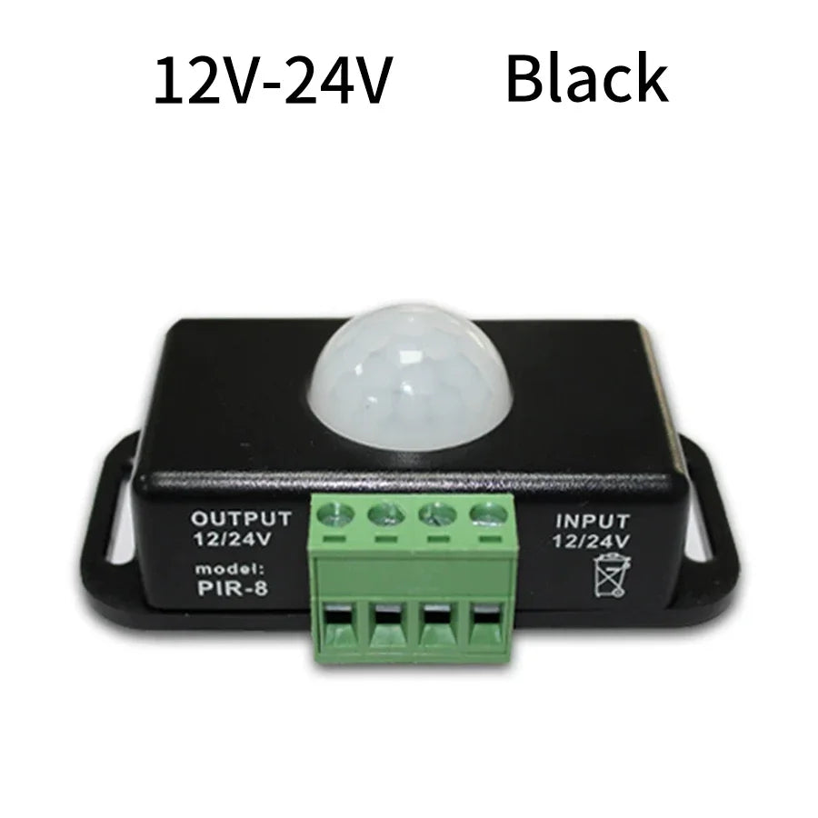 DC 12V-24V PIR Motion Sensor Automatic Module Infrared Induction Detector Movement Sensor Switch for LED Light Strip Lamp Peaceful Pleasures Health and Wellness black shell