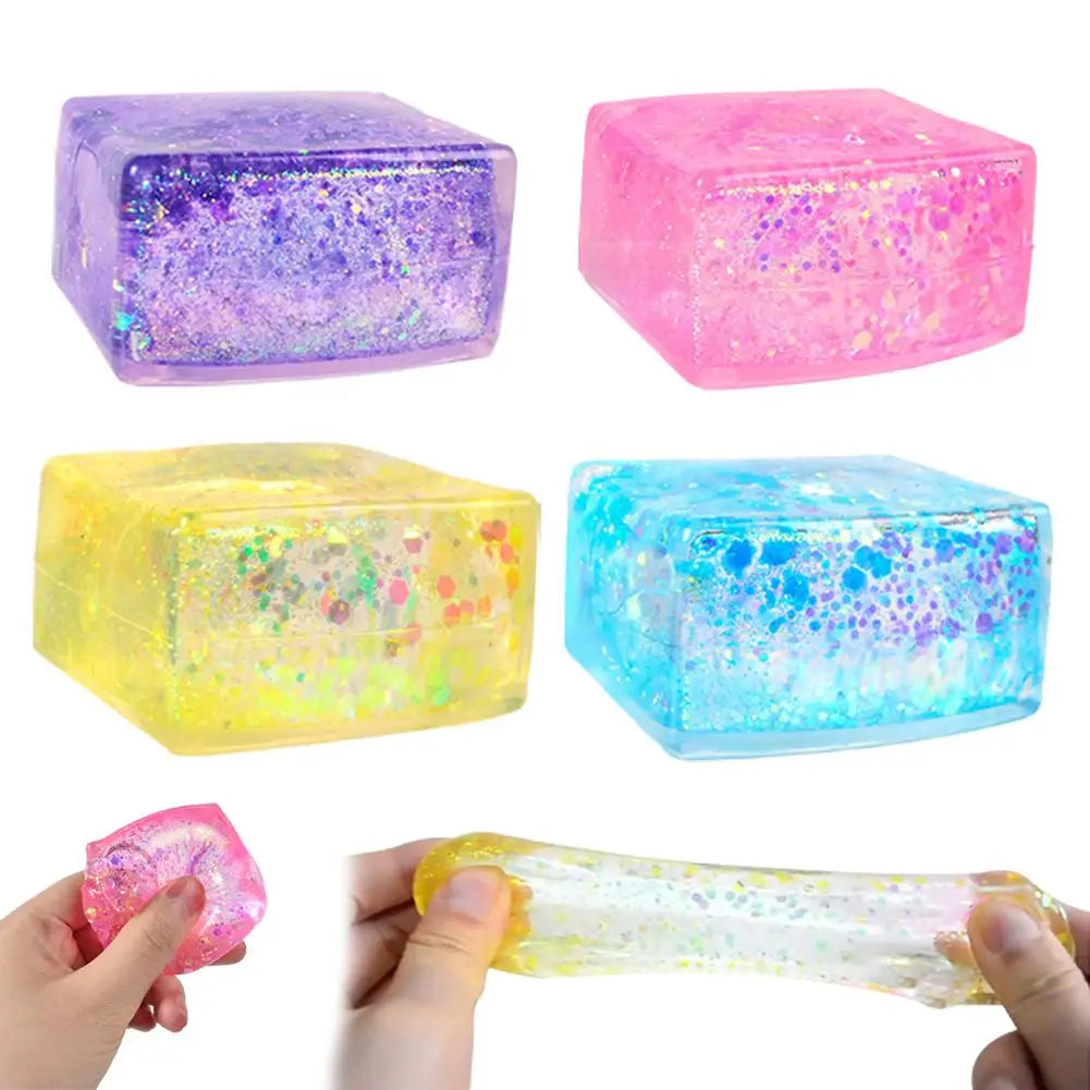 Glitter Squishy Toy Stress Relief Toy Hand Squeeze Fidget Decompression Toy for Adults Kids Gift Peaceful Pleasures Health and Wellness random1pcs
