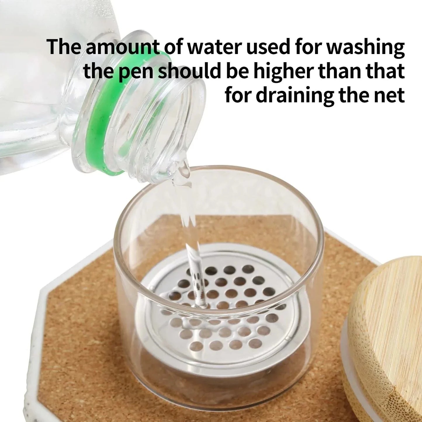 Crystal Glass Nail Brush Cleaner Cup & Drill Bit Container