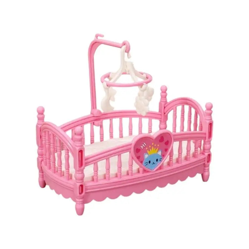 1:12 Miniature Dollhouse Crib | Realistic Nursery Furniture Pink