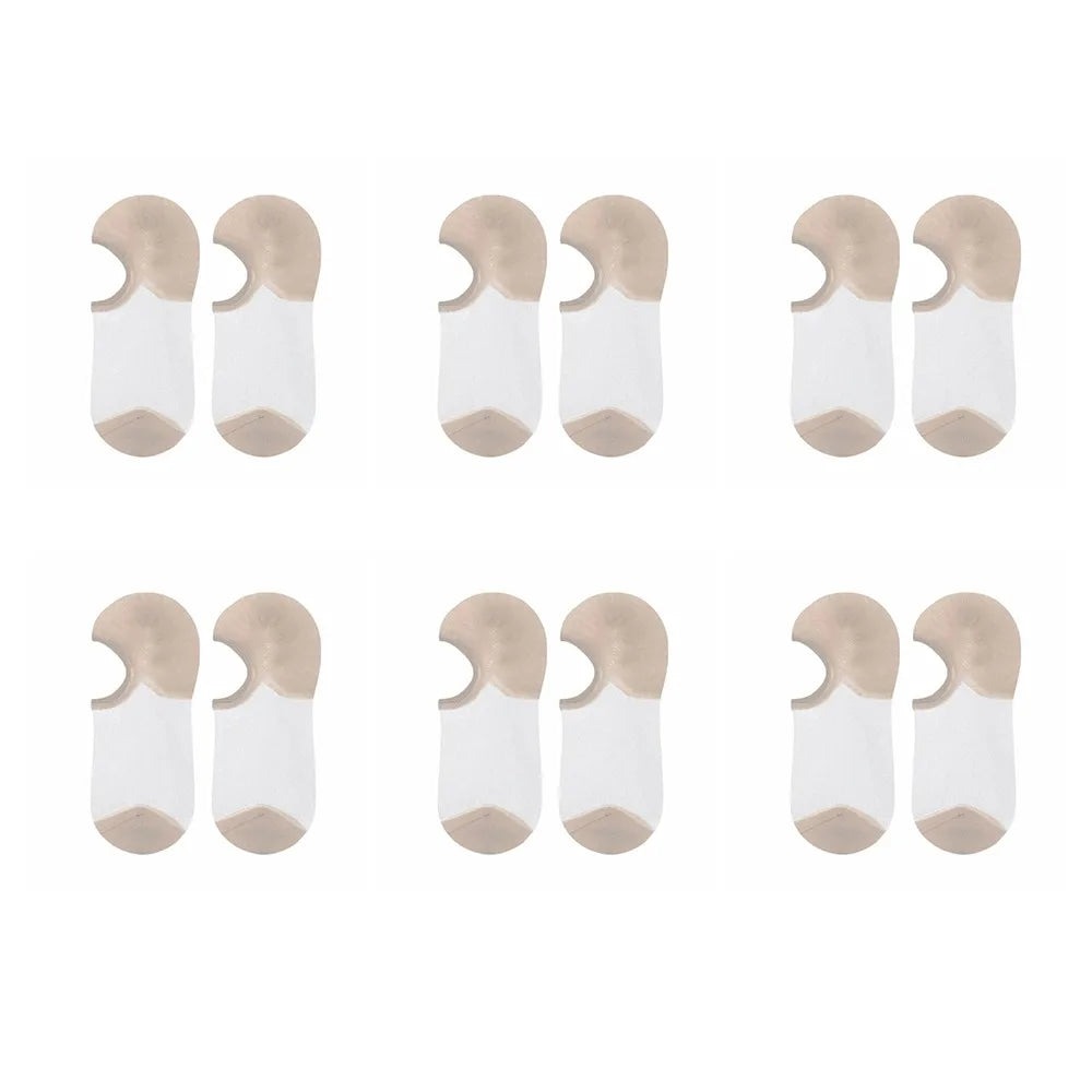 Women's Ultra-Thin No-Show Socks – 6 Pairs, Non-Slip Low-Cut