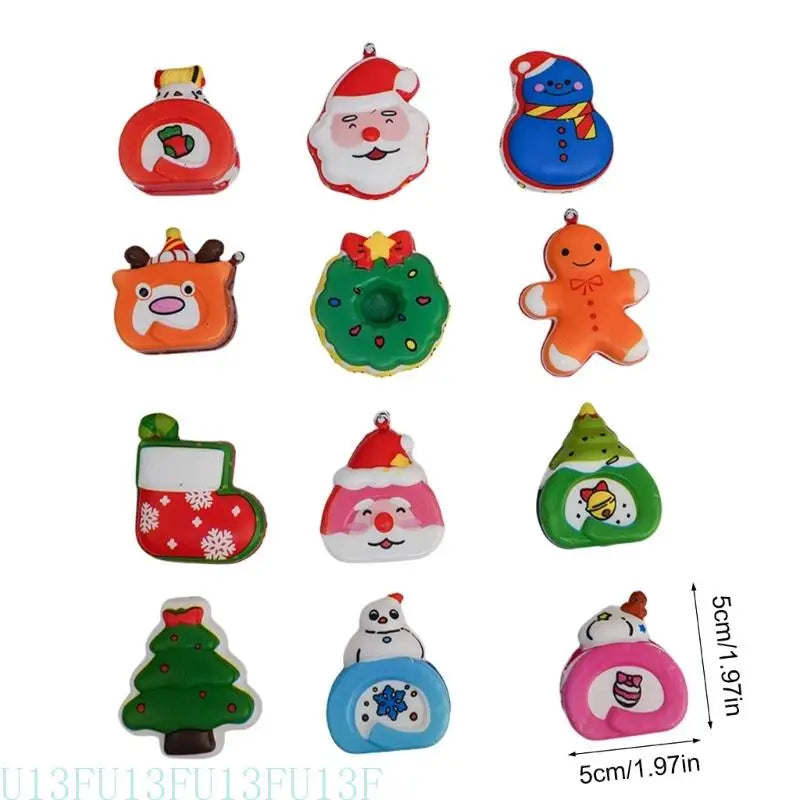 Christmas Squeeze Toys Santa Snowman Stress Relief 6pc Kids Gift