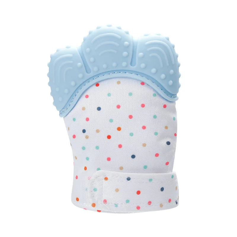 Soft Silicone Baby Tooth Glue Gloves Chewing Toy for Newborns Anti Biting Hand Gloves Teething Relief with Vocalize Design Peaceful Pleasures Health and Wellness Blue