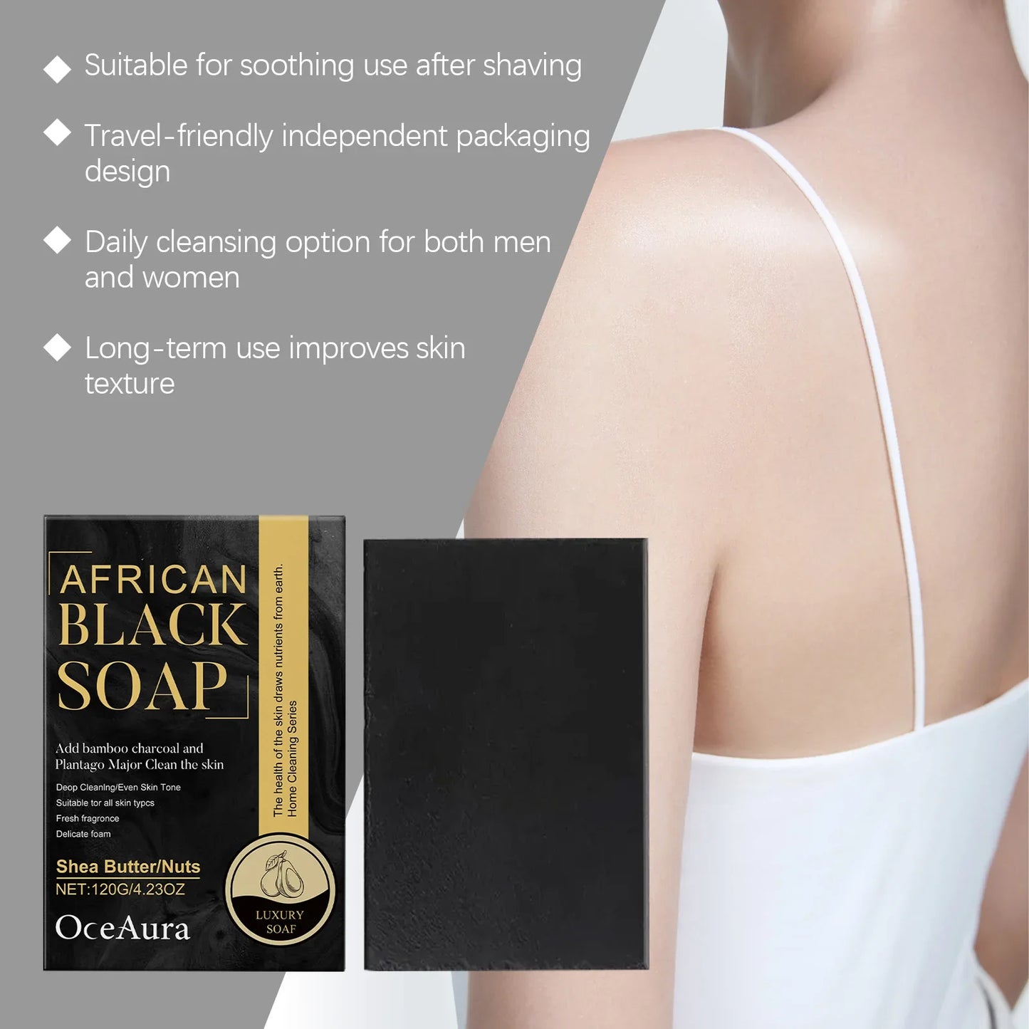 OceAura African Black Soap – Deep Cleanse, Brighten & Exfoliate