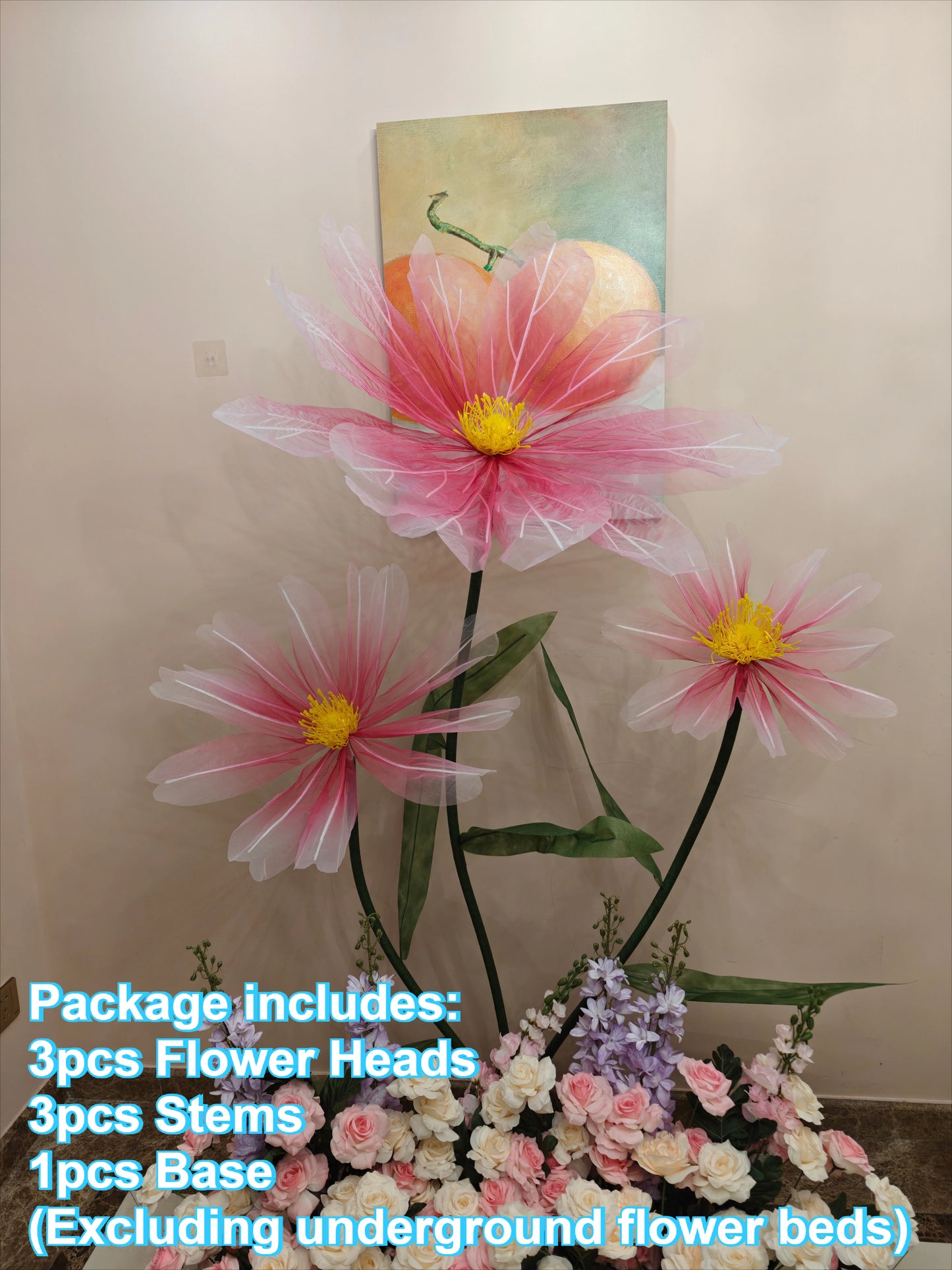 Artificial Silk Poppy Flower Wedding Backdrop Stand 40–80cm