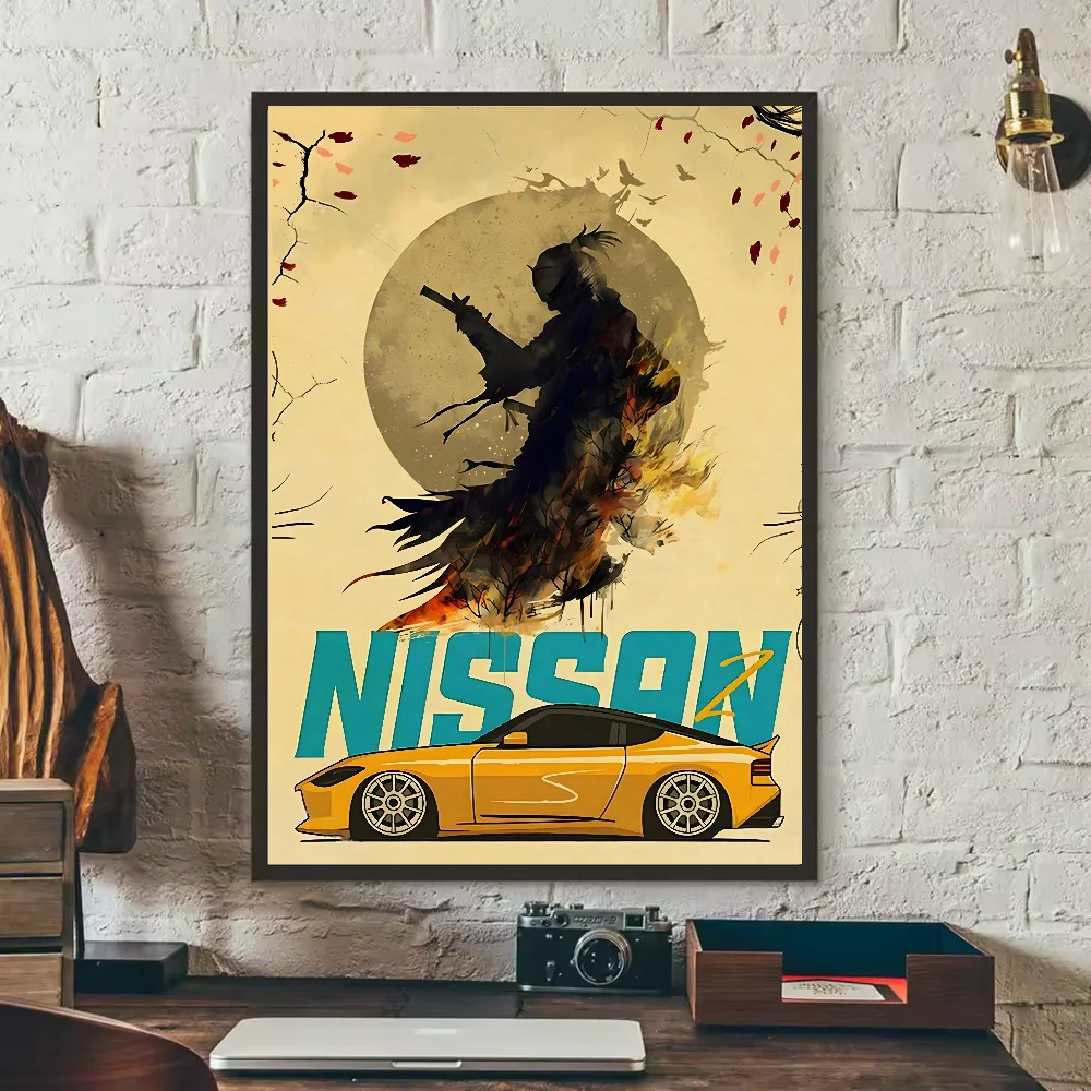 Japanese Cars Samurai Poster | HD Waterproof PVC Wall Art Wall Art Poster Peaceful Pleasures Health and Wellness z5 21X30cmNoframe