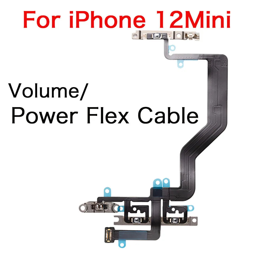 Power Volume Mute Flex Cable for iPhone 12 Mini Pro Max + Bracket
