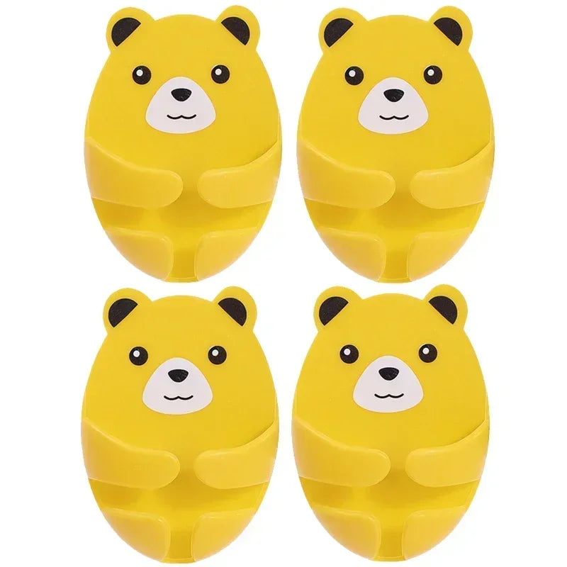 Bear Shaped Adhesive Wall Hooks – No-Drill Plug & Cord Organizer Adhesive Wall Hooks Peaceful Pleasures Health and Wellness 4Pcs Yellow