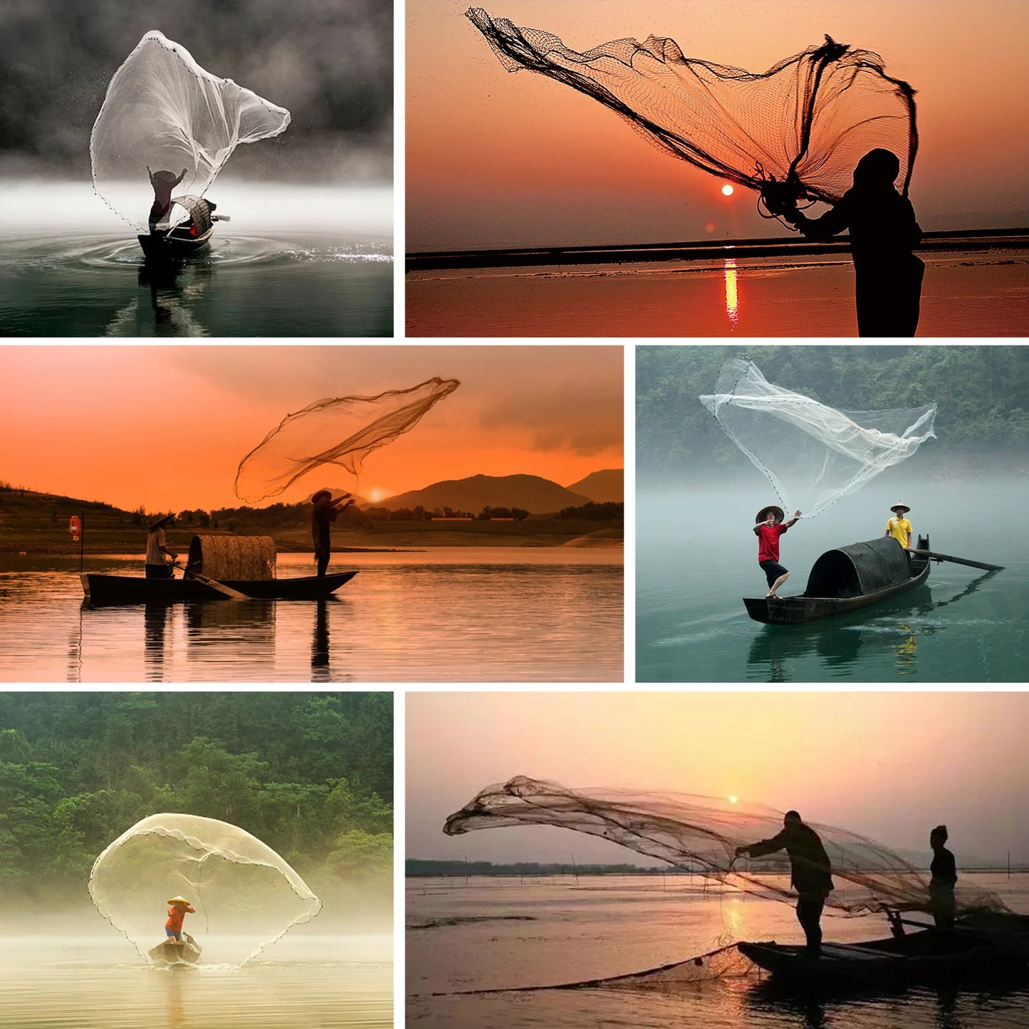 240/360/480CM Diameter Fishing Cast Net Folded Casting Net with Sinkers Throw Nets for Saltwater Fishing Bait Trap Rivers Peaceful Pleasures Health and Wellness