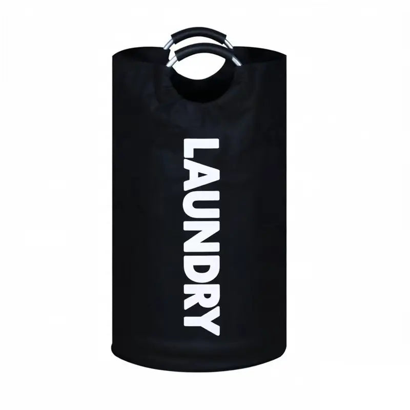 Home Large Capacity Clothes Storage Bag Oxford Cloth Laundry Bag Round Handle Dirty Laundry Storage Basket Peaceful Pleasures Health and Wellness Black