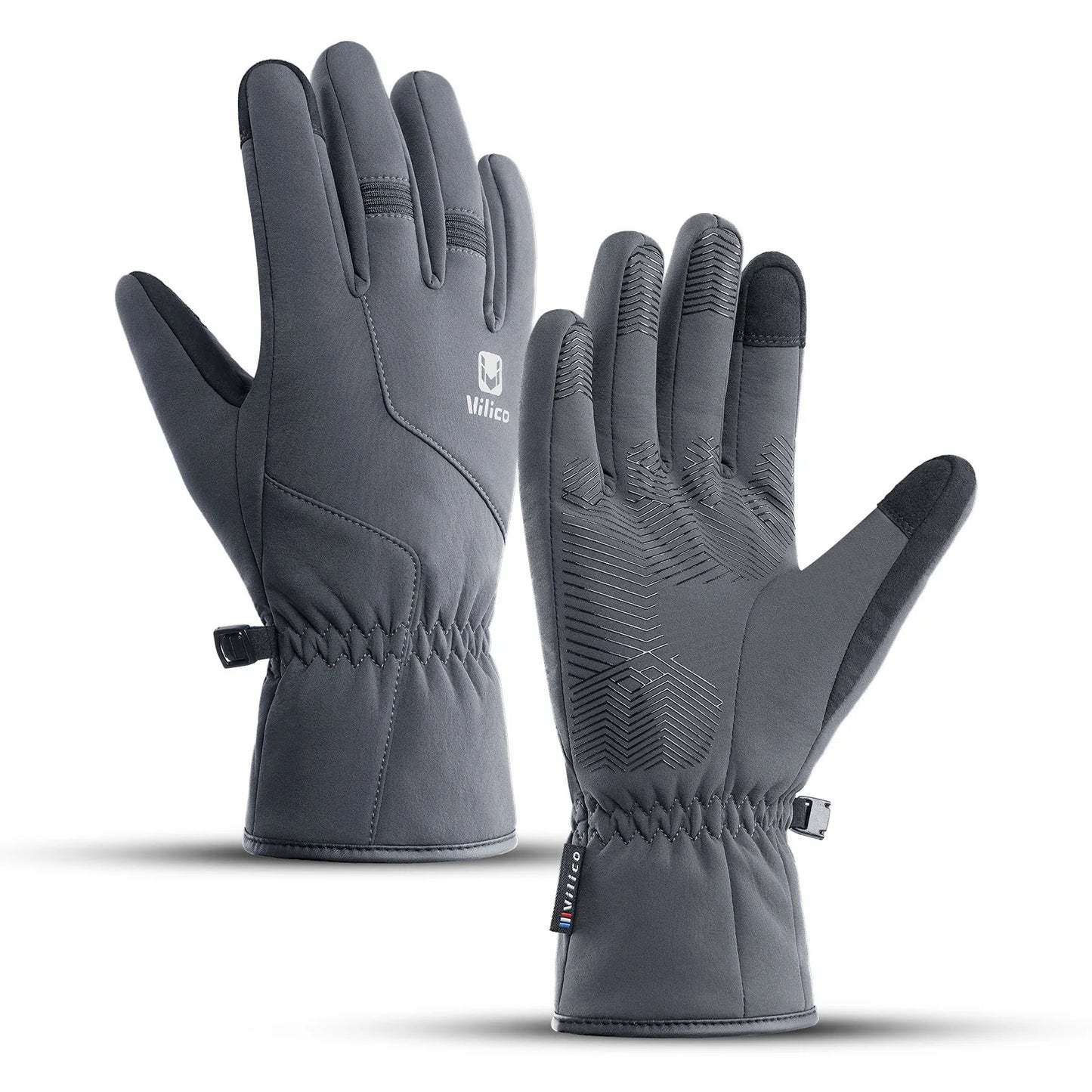Autumn Winter Outdoor Cycling Gloves for Men Women Touchscreen Thermal Windproof Waterproof Anti-Slip Skiing Hiking Sports Glove Peaceful Pleasures Health and Wellness Gray S