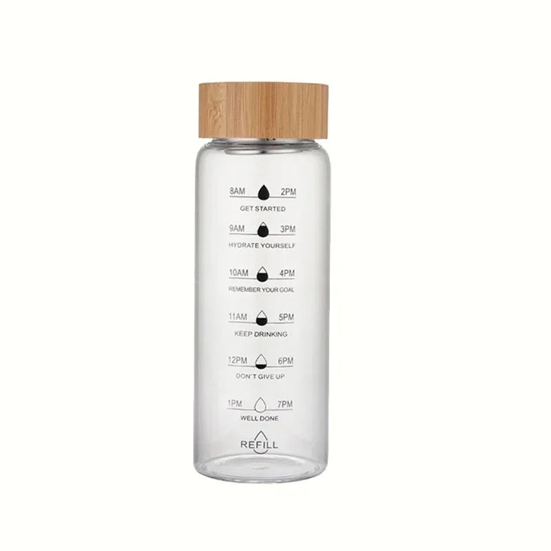 Large Borosilicate Glass Water Bottle with Time Scale | BPA-Free