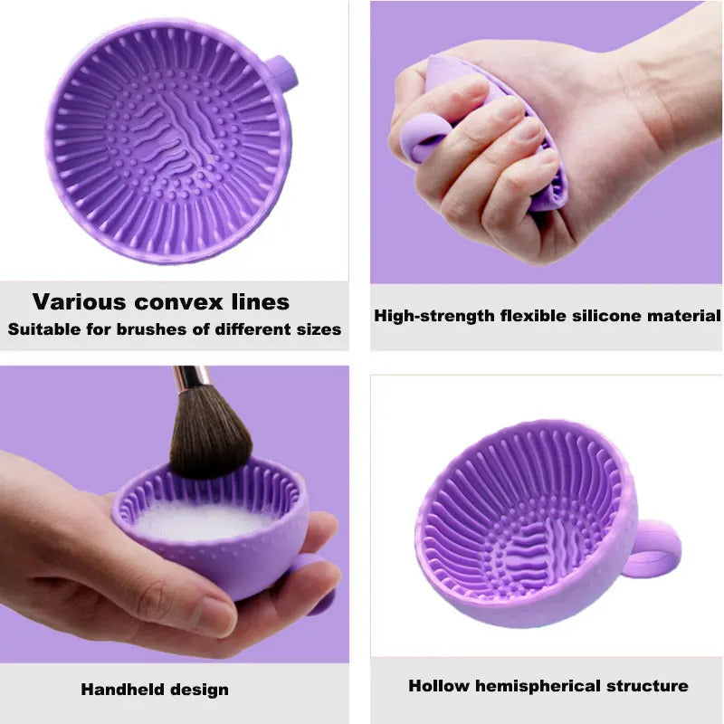 Makeup Brush Cleaner Soft Silicone Bowl Folding Powder Puff Eyeshadow