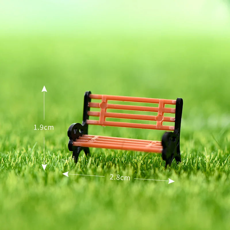 1PCS PVC Miniature Bench Stools Micro Landscapes Park Chair Figurines Crafts Succulents Bonsai Doll House Fairy Garden Decor Peaceful Pleasures Health and Wellness M