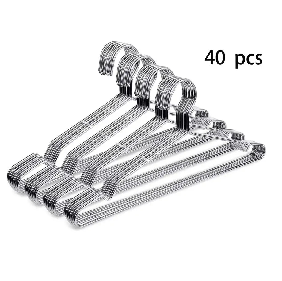Wire Clothes Hanger, Strong and Durable Stainless Steel Metal Clothes Hanger, Heavy Duty Non-Slip Slim Space Saving, 16.5 Inch Peaceful Pleasures Health and Wellness 40pcs