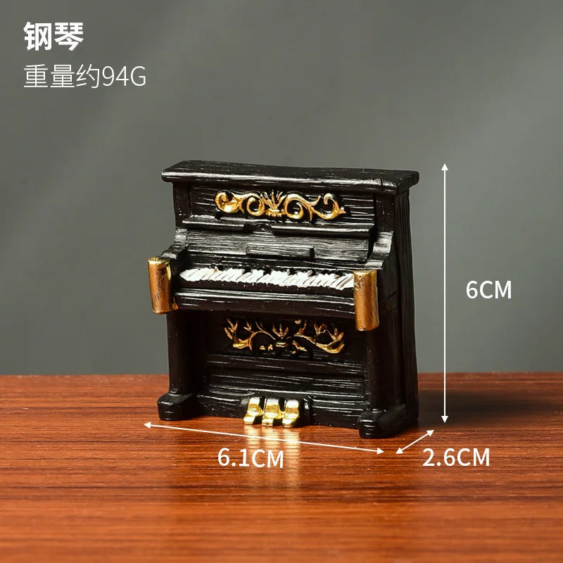 Retro Resin Phonograph Mini Ornament Nostalgic Home Decor Craft Photography Prop Camera Accessories Small Figurine fairy garden Peaceful Pleasures Health and Wellness piano
