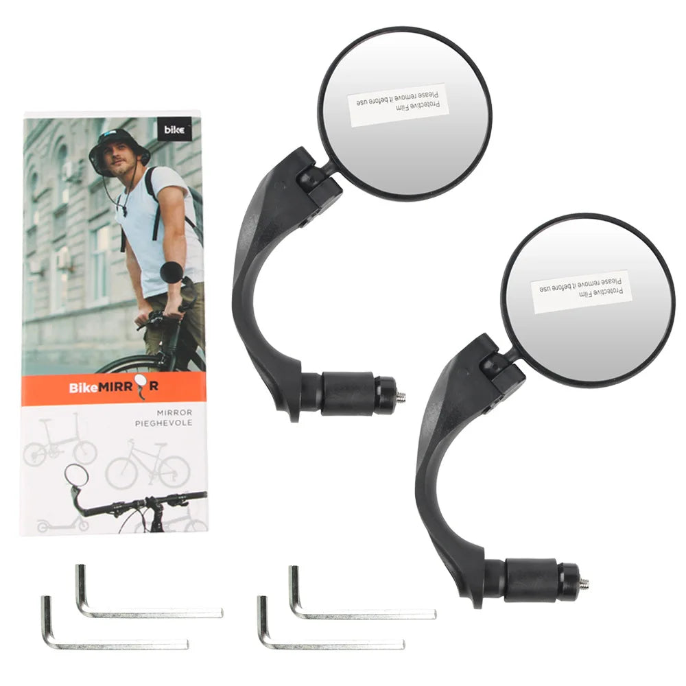 Bike Rear View Mirror Reflector Adjustable Rotatable Handlebar Mirror Clear Rearview Electric Scooter Cycling Bicycle Accessorie Peaceful Pleasures Health and Wellness 2 set