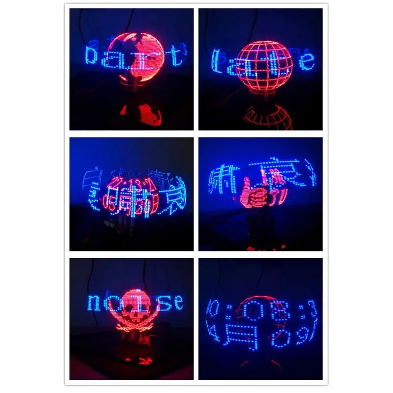A36T-Dual Axis Spherical Rotating LED Kit Color Clock Display Remote Control Microcontroller DIY Electronic With Downloader Dura Peaceful Pleasures Health and Wellness
