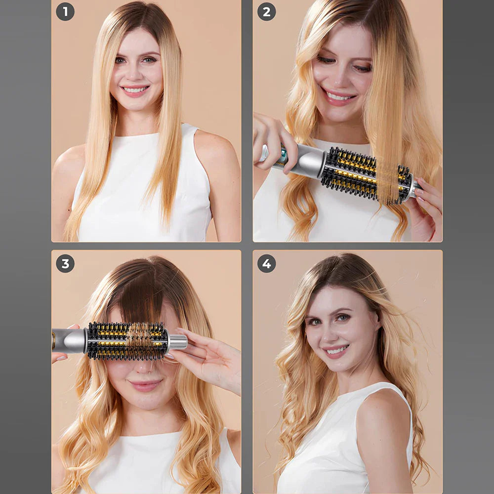 3-in-1 Ceramic Ionic Hair Curler, Straightener & Round Brush