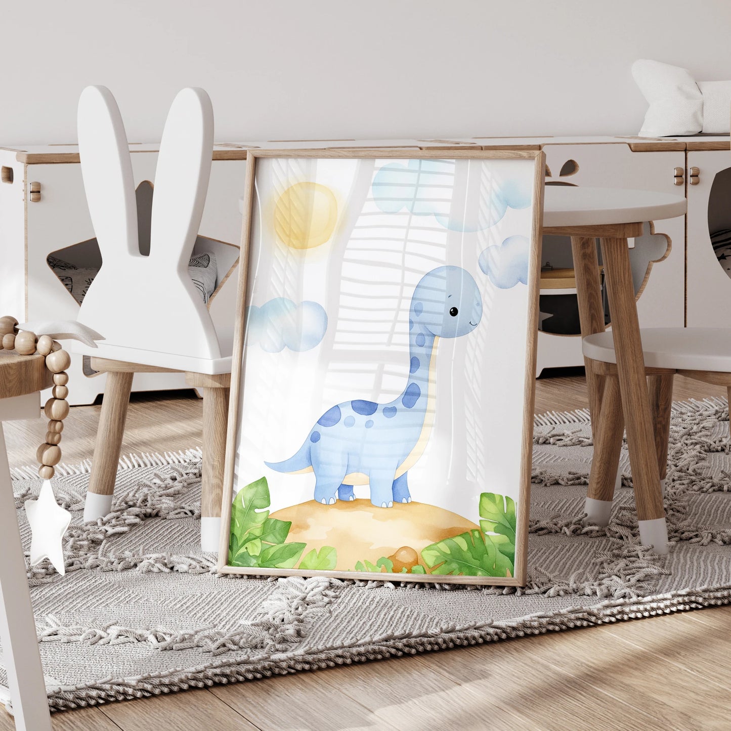 3-Piece Cartoon Dinosaur Canvas Wall Art | Kids Room Decor
