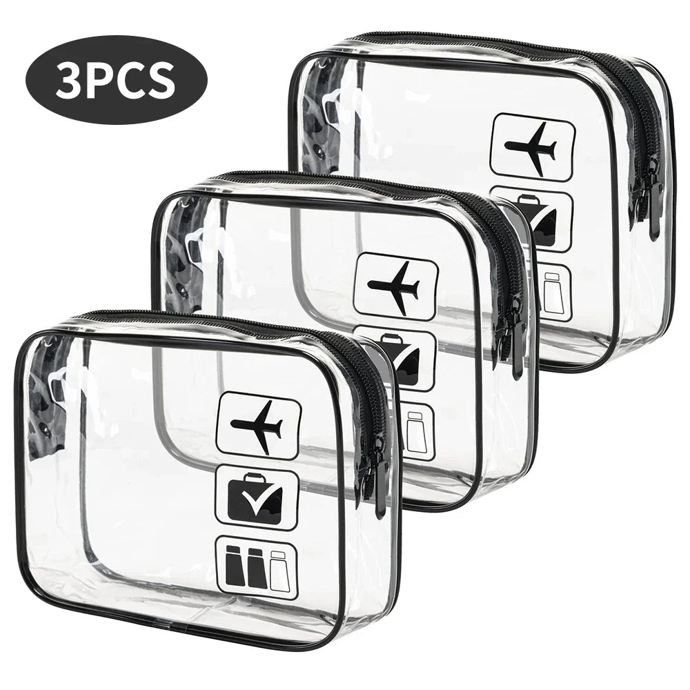 Clear PVC Travel Toiletry Bags – Waterproof Set of 3