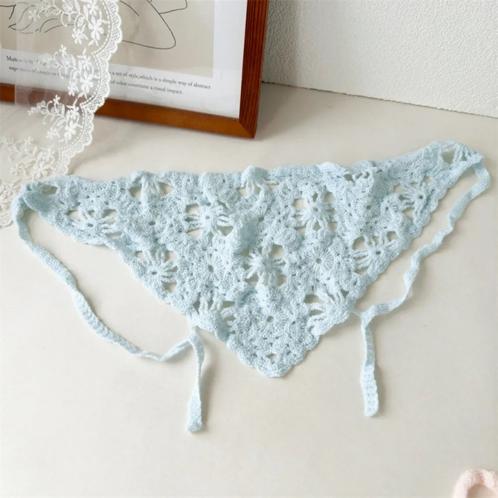 Crochet Triangle Headscarf – Floral Sunshade Headband for Women