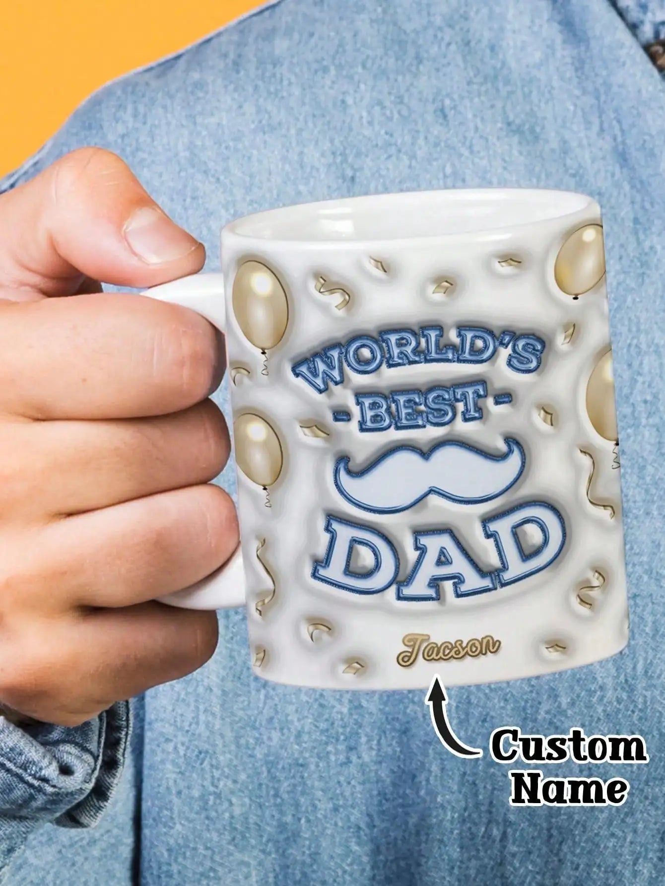 Personalized 3D Dad Mug – Custom Photo & Name Coffee Cup