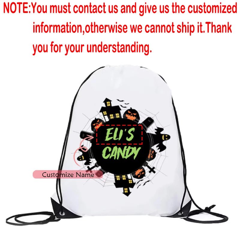 Personalized Halloween Drawstring Backpack | Custom Trick or Treat Bag Personalized Drawstring Bag Peaceful Pleasures Health and Wellness Custom A 40X30cm