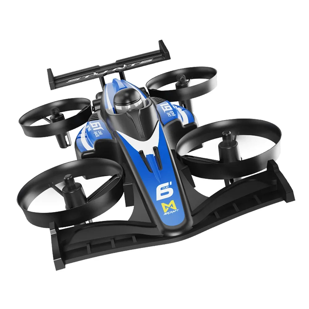 NEW RC Flying Drift Cars Professional Air-Ground 2-in-1 Quadcopter 1:30 Mini RC Car Electric Racing Deformable Car For Kid Toys Peaceful Pleasures Health and Wellness YL61 Blue