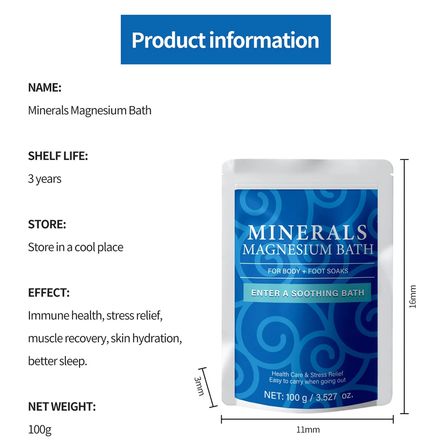 Magnesium Bath for Deeper Relaxation & Comfort, Organic Bath Salts for Unisex, Soothing Mineral Soak,Relieve Fatigue,100g Peaceful Pleasures Health and Wellness