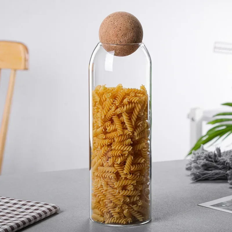 Glass Sealed Jar Kitchen Miscellaneous Grain Storage Jar Coffee Bean Transparent Glass Product Storage Jar Peaceful Pleasures Health and Wellness 1200ML