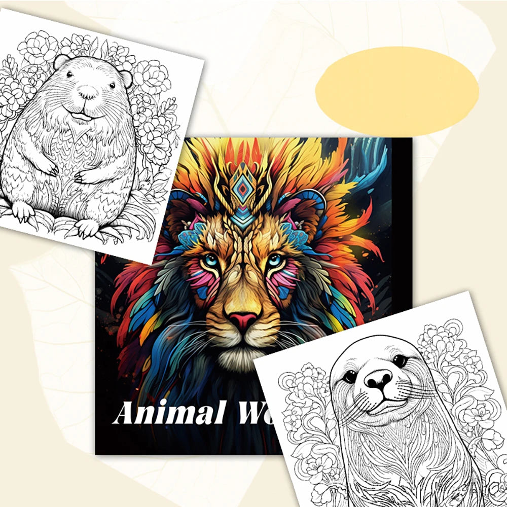 20-Page Coloring Book Adults Kids Stress Relief Birthday Party Favors
