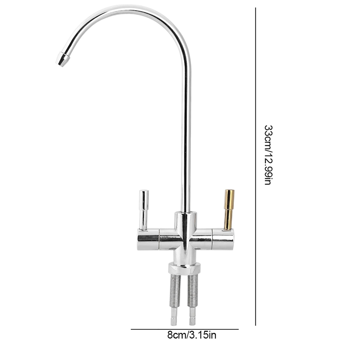 1/4'' Double Holes Sink Faucet Tap Chrome Reverse Osmosis RO Drinking Water Filter Double Holes Faucet Tap Drinking Water Filter Peaceful Pleasures Health and Wellness