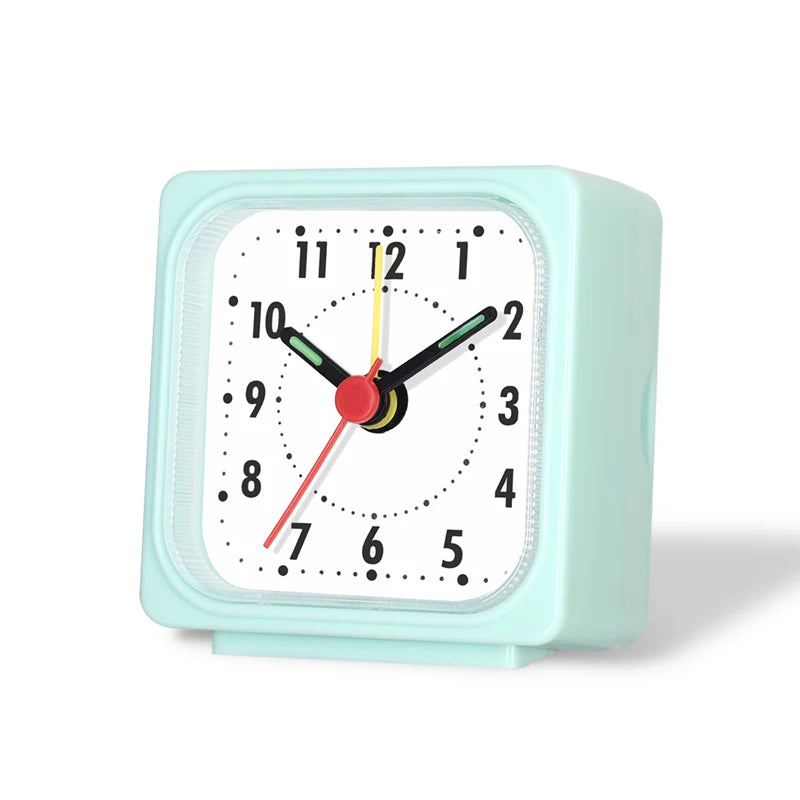 1PC Square Small Alarm Clock Acrylic Frame Quartz Movement Accurate Time Bedside Desk Clock for Bedroom Wake Up Student Clock Peaceful Pleasures Health and Wellness Mint Green
