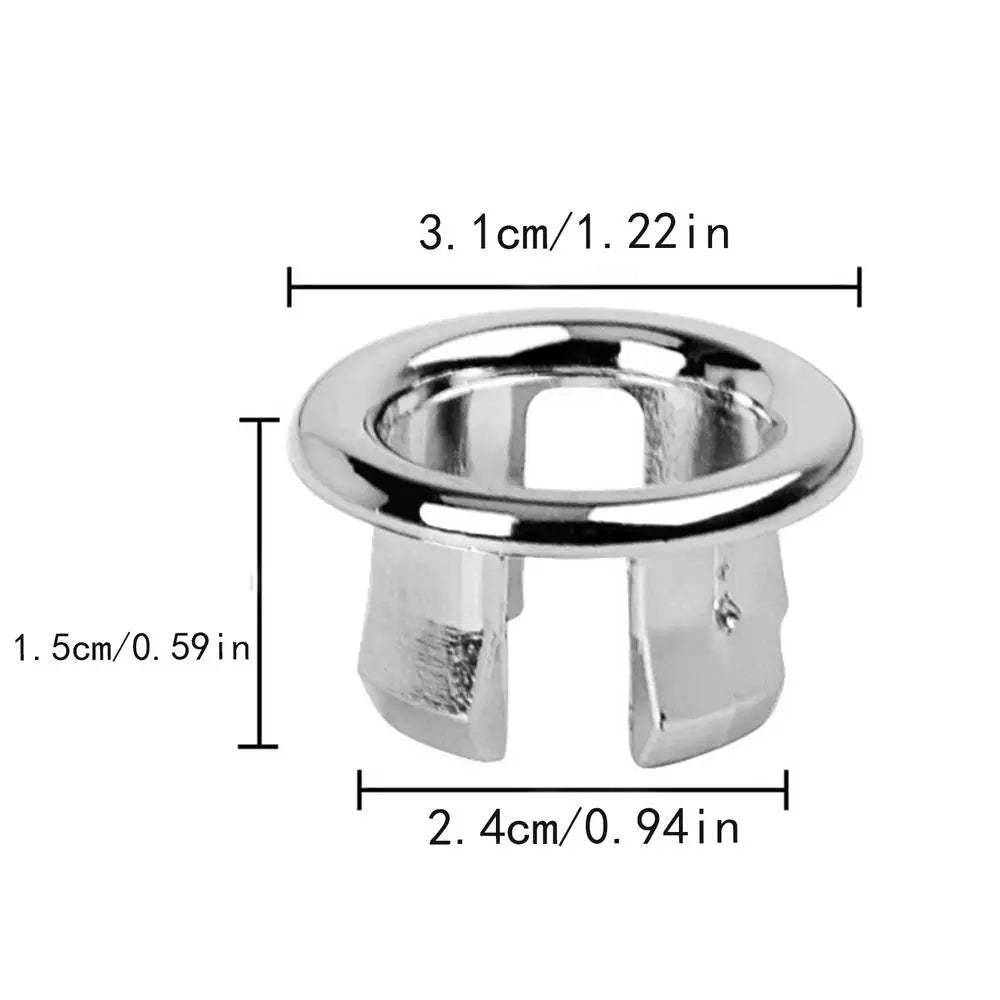 Round Sink Overflow Drain Cover – Chrome Plastic Ring Replacement