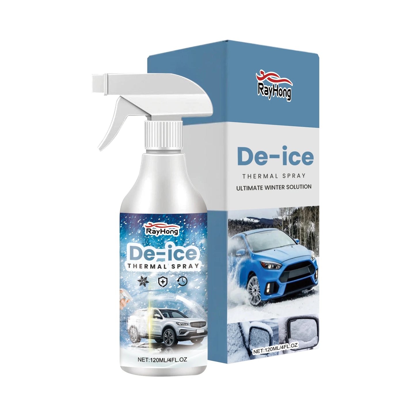 Rayhong 120ml Car De-Icer Spray | Fast Windshield Ice Melt