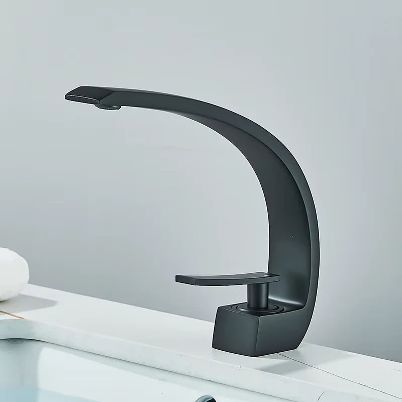 Black Brass Basin Faucet | Single Hole Deck Mount Mixer Tap